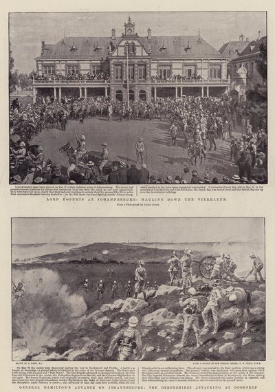 Lord Roberts à Johannesburg, abaissant le Vierkleur, l